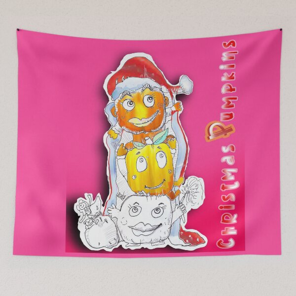 Item preview, Christmas Pumpkins - Halloween Pumpkins Playing Santa Claus (Drawing by ACCI) designed and sold by VanyssaGraphics.