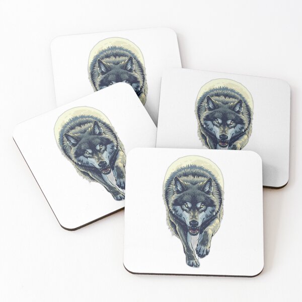 Item preview, Running Wolf – Fierce Grey Wolf with Glowing Eyes T-Shirt Design designed and sold by Mitaudesign.