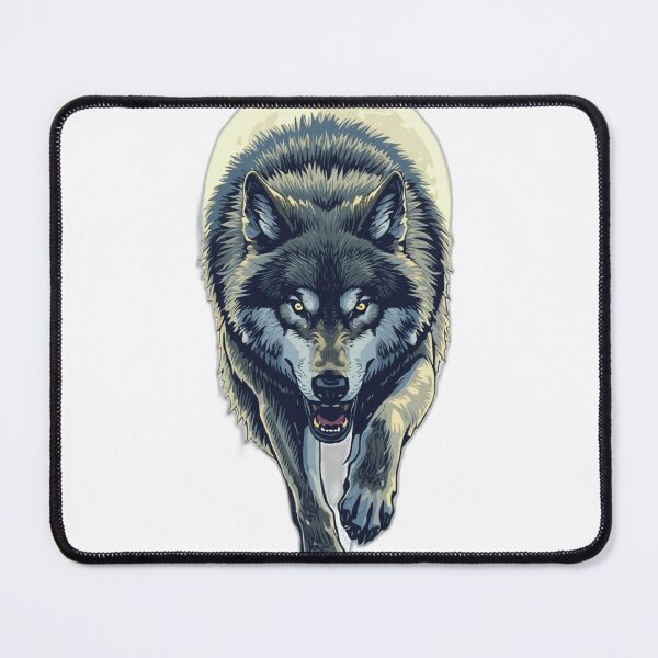 Item preview, Running Wolf – Fierce Grey Wolf with Glowing Eyes T-Shirt Design designed and sold by Mitaudesign.