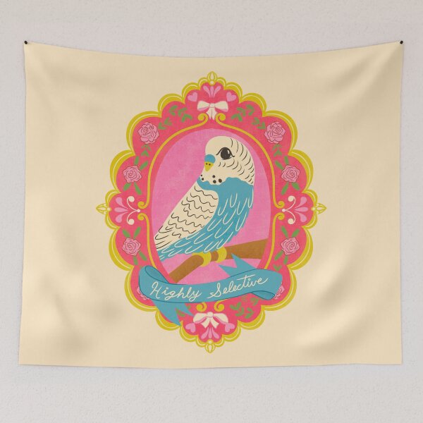 Item preview, Highly Selective Funny Parakeet Illustration | Cute Budgie Bird Lover Art designed and sold by Carrie Cantwell Art.