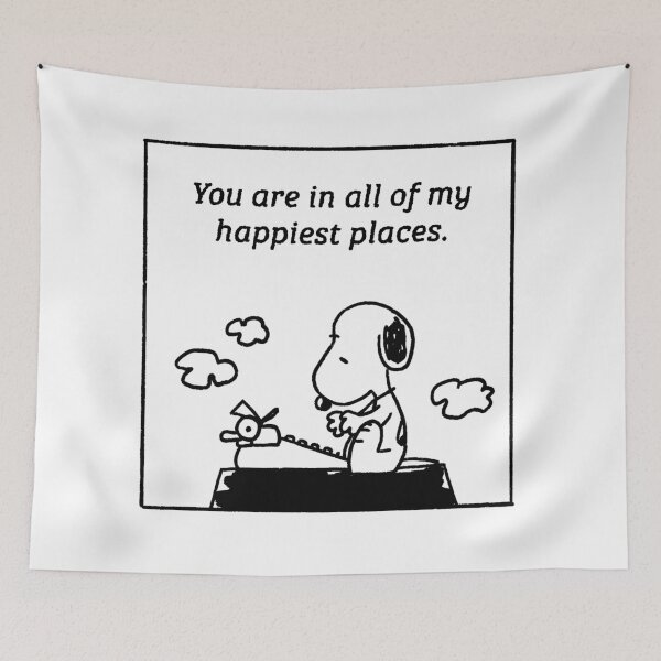 Item preview, snoopy reading happy place emily henry quote designed and sold by liveawhimsylife.