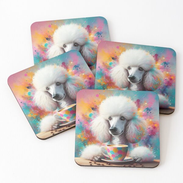Item preview, White Standard Poodle Drinking Coffee designed and sold by The Coffee Critters.