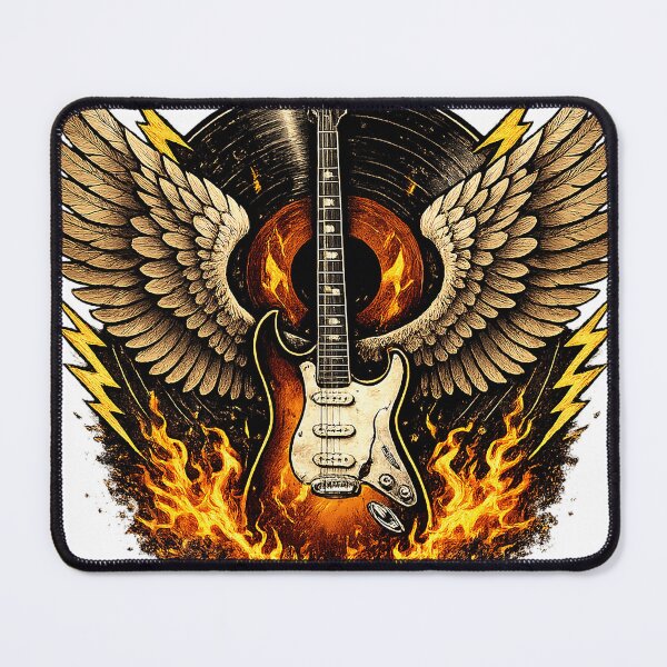 Item preview, Vinyl Record with Wings and Electric Guitar on Fire designed and sold by CraftHutDesigns.