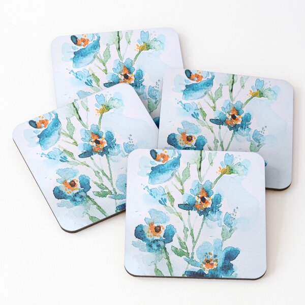 Item preview, Blue Watercolor Flowers designed and sold by Kara Draws.