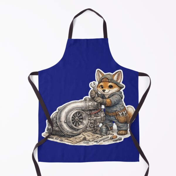Item preview, Cute Fox Mechanic Repairing a Turbocharger – Hand Drawn Colored Pencil Sticker Illustration designed and sold by Felixuss.