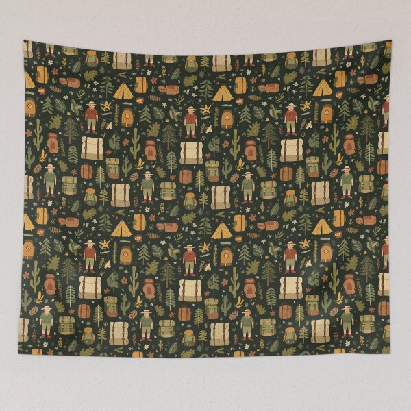 Item preview, Dark Retro Style Camping Life Mosaic designed and sold by Piotrek0001.