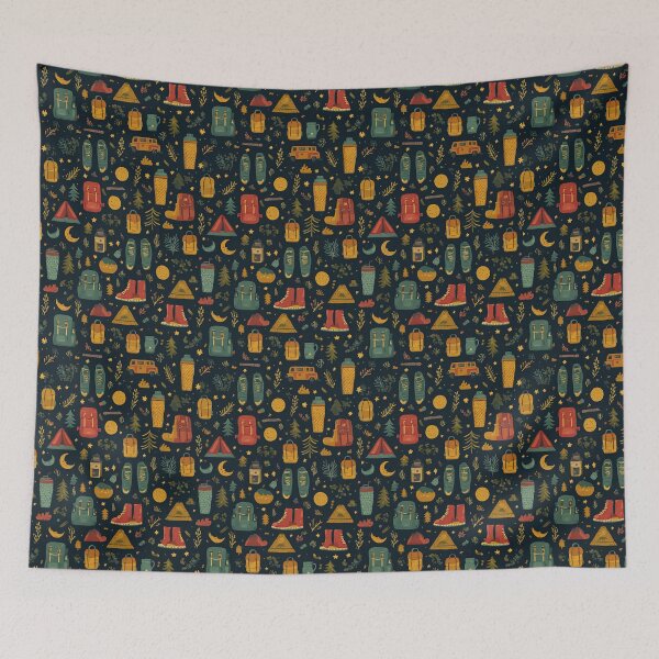 Item preview, Navy Blue Night Camping Adventure Pattern designed and sold by Piotrek0001.