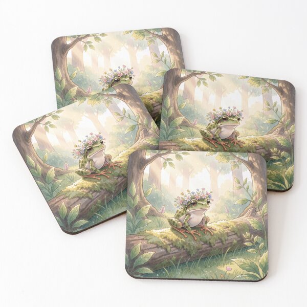 Item preview, Frog Wearing a Floral Crown in Sunny Woodland designed and sold by Maria Dryfhout.