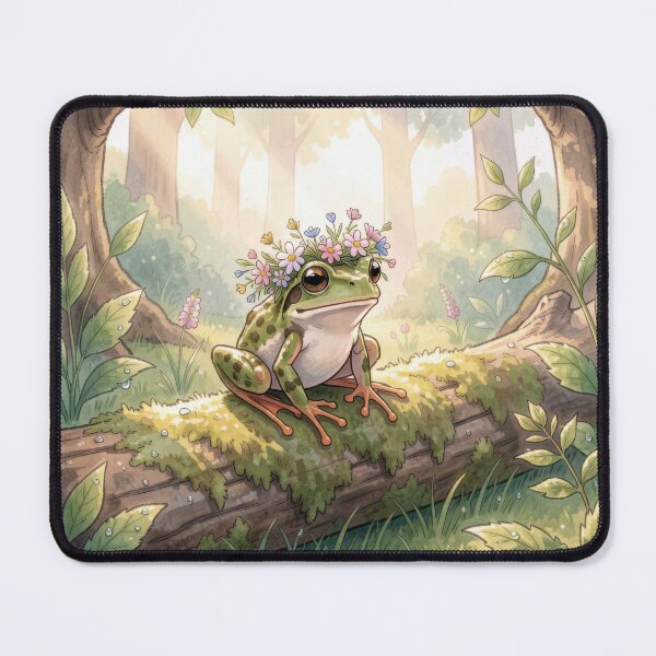 Item preview, Frog Wearing a Floral Crown in Sunny Woodland designed and sold by Maria Dryfhout.