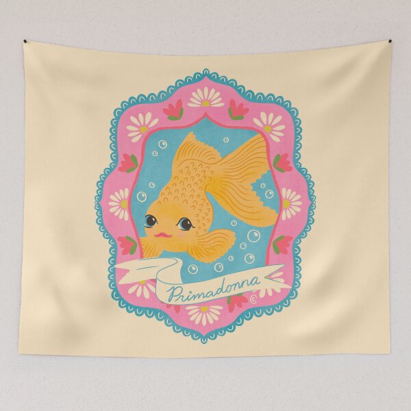 Item preview, Primadonna Goldfish Illustration | Cute Fancy Goldfish Funny Fish Art designed and sold by Carrie Cantwell Art.