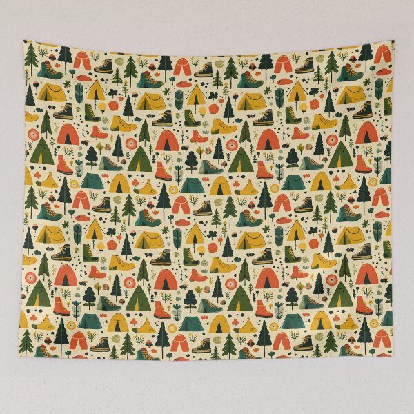Item preview, Colorful Forest Tents on Beige Background designed and sold by Piotrek0001.