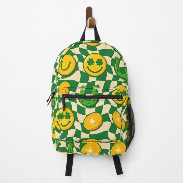 Item preview, Retro Maximalist Checkerboard St. Patrick's Day - Groovy Lucky Smiley Y2K Pattern designed and sold by Amplify-n-Co.