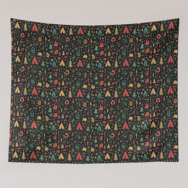 Item preview, Dark Red and Green Forest Camping Sketch designed and sold by Piotrek0001.