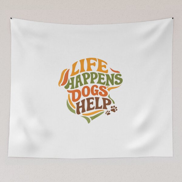 Item preview, Life Happens Dogs Help Retro Typography designed and sold by LunaMagicStudio.