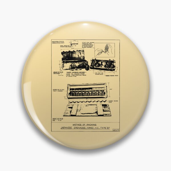 Item preview, Japanese Type 97 Hand Grenade Packing Diagram WWII Technical Illustration designed and sold by MilitaryMart.