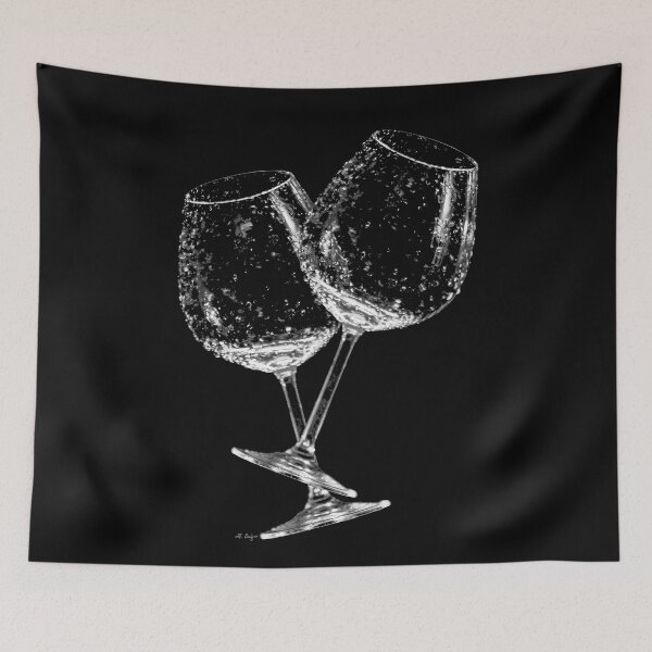 Item preview, It Takes Two Black And White Wine Glass Art 2 designed and sold by Sharon Cummings Art.