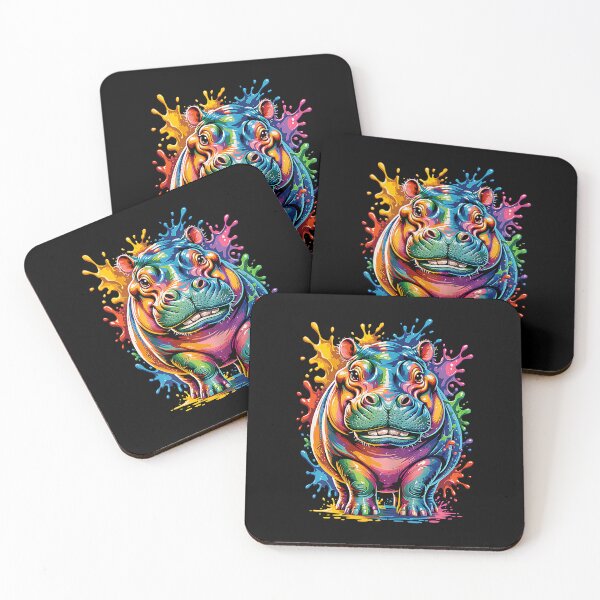 Item preview, Cute Colorful Hippo Fun Rainbow Paint Splash Art designed and sold by Boutkimaewab.