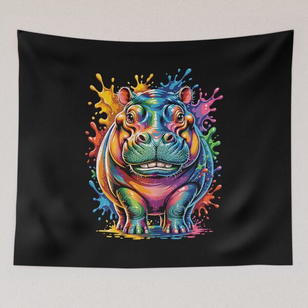 Item preview, Cute Colorful Hippo Fun Rainbow Paint Splash Art designed and sold by Boutkimaewab.