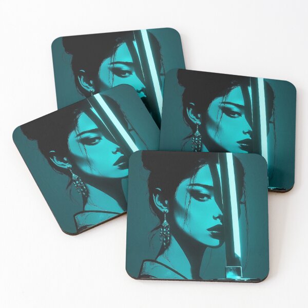 Item preview, Beautiful Samurai woman in Vivid Turquoise  designed and sold by Velvet Smoke Images.