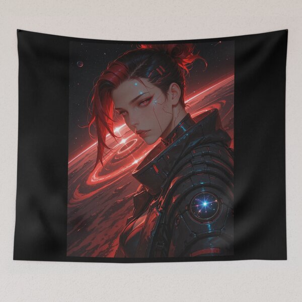 Item preview, Cyberpunk warrior waifu neon, in red and black designed and sold by Planet Utoppia.