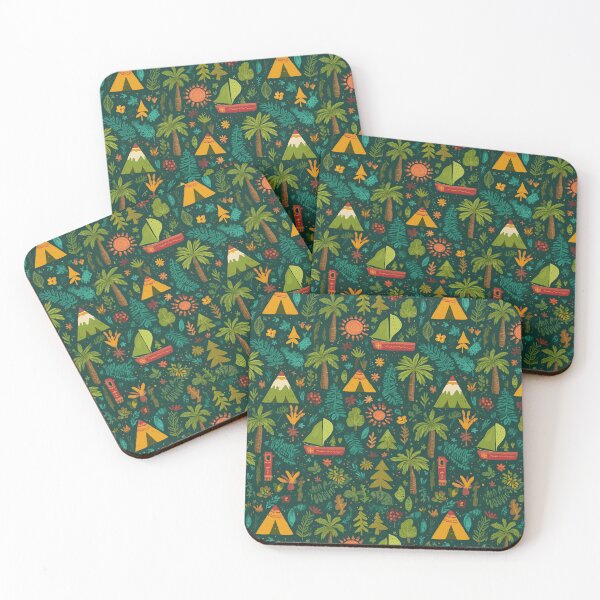 Item preview, Dark Teal Jungle and Sailboat Pattern designed and sold by Piotrek0001.
