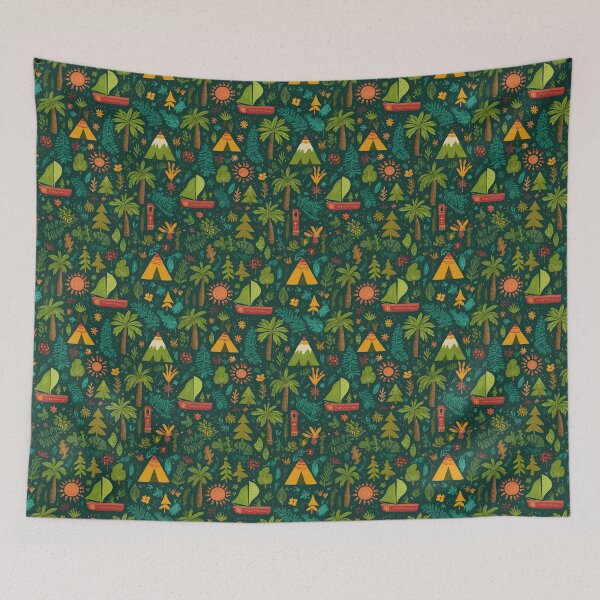 Item preview, Green Tropical Island Camping Doodle designed and sold by Piotrek0001.