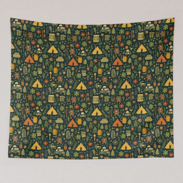 Item preview, Dark Green Dense Woodland Camping Grid designed and sold by Piotrek0001.