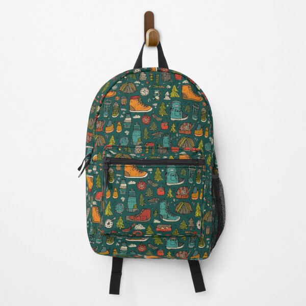 Item preview, Teal Blue Forest Hiking Gear Illustration designed and sold by Piotrek0001.