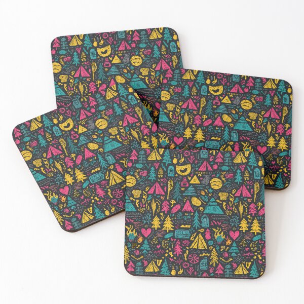 Item preview, Vibrant Neon Colors Night Camping Pattern designed and sold by Piotrek0001.