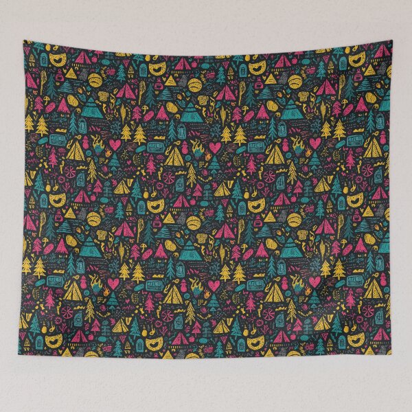 Item preview, Vibrant Neon Colors Night Camping Pattern designed and sold by Piotrek0001.