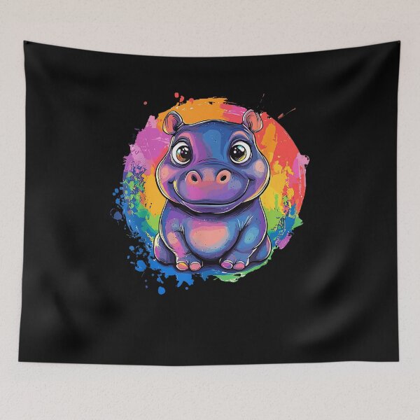 Item preview, Cute Hippo Colorful Rainbow Splash Art designed and sold by Boutkimaewab.