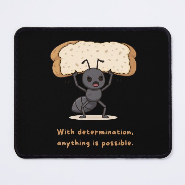 Item preview, Cute Ant With Bread – With Determination Anything Is Possible | Motivational Quote Illustration designed and sold by HubCreates.