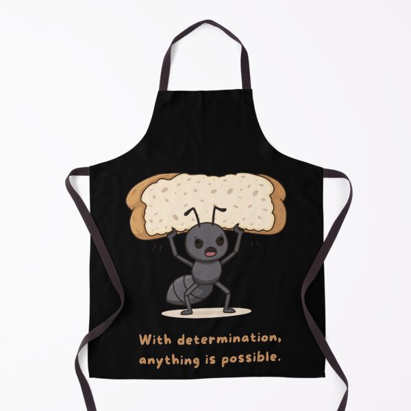 Item preview, Cute Ant With Bread – With Determination Anything Is Possible | Motivational Quote Illustration designed and sold by HubCreates.