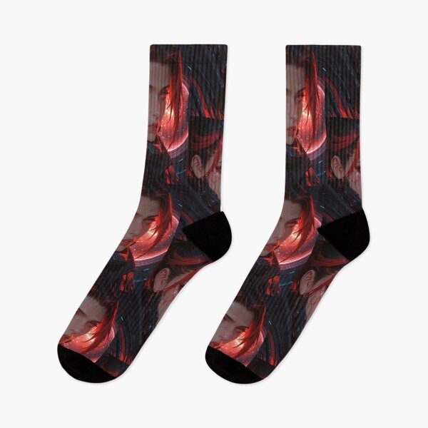 Item preview, Close-up of a cyberpunk warrior waifu in neon red and black designed and sold by Planet Utoppia.