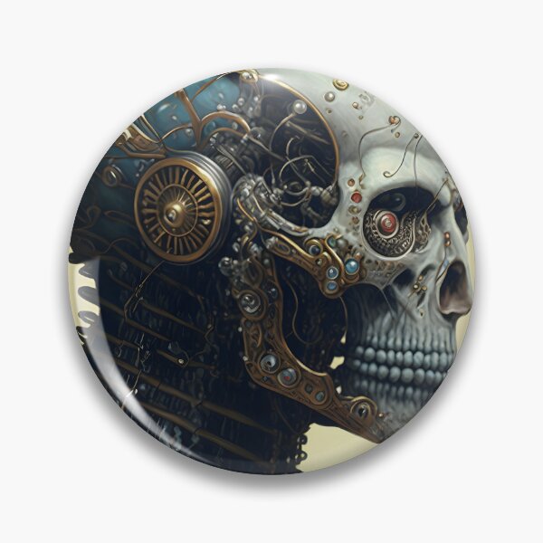 Item preview, Biomechanical Cranial Being with Steampunk Style - Fantastic Art that Unites Mortality and Technology designed and sold by Hipatye26.