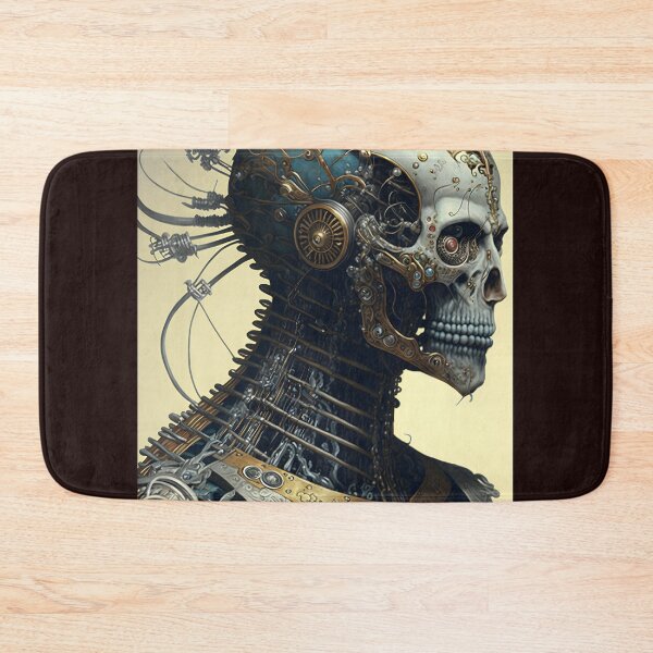 Item preview, Biomechanical Cranial Being with Steampunk Style - Fantastic Art that Unites Mortality and Technology designed and sold by Hipatye26.