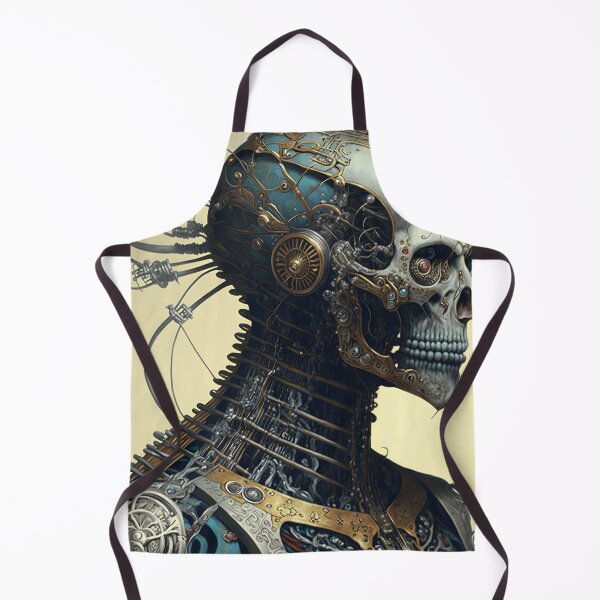 Item preview, Biomechanical Cranial Being with Steampunk Style - Fantastic Art that Unites Mortality and Technology designed and sold by Hipatye26.