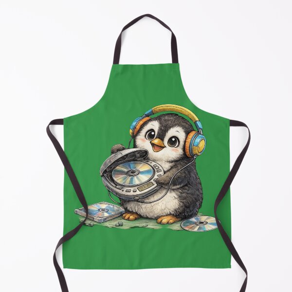 Artikelvorschau, Niedlicher Pinguin hört Musik mit Discman und CD – handgezeichnete Buntstift-Aufkleberillustration entworfen und verkauft von Felixuss.