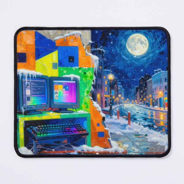 Item preview, Abandoned Computer Workstation in Snowy Urban Night Street designed and sold by Gabi.Media.