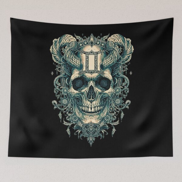 Item preview, Gemini Skull Zodiac Design – Gothic Gemini Twins Skull, Dark Astrology Aesthetic designed and sold by SKULLARTISTRY.