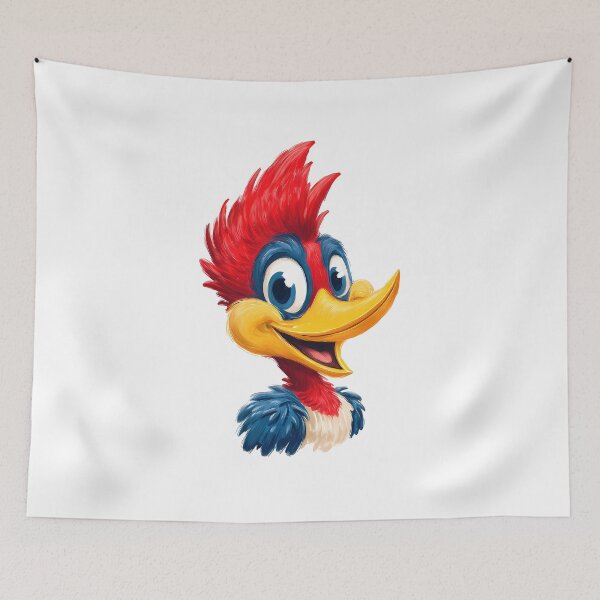 Item preview, Cute Cartoon Woodpecker Head - Adorable Spiky Red Crest Bird Art Print designed and sold by DesignArtist.ia.