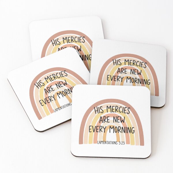 Item preview,  His Mercies Are New Every Morning Sticker – Lamentations 3:23 – Neutral Christian Rainbow Decal designed and sold by Illustrated Faith.