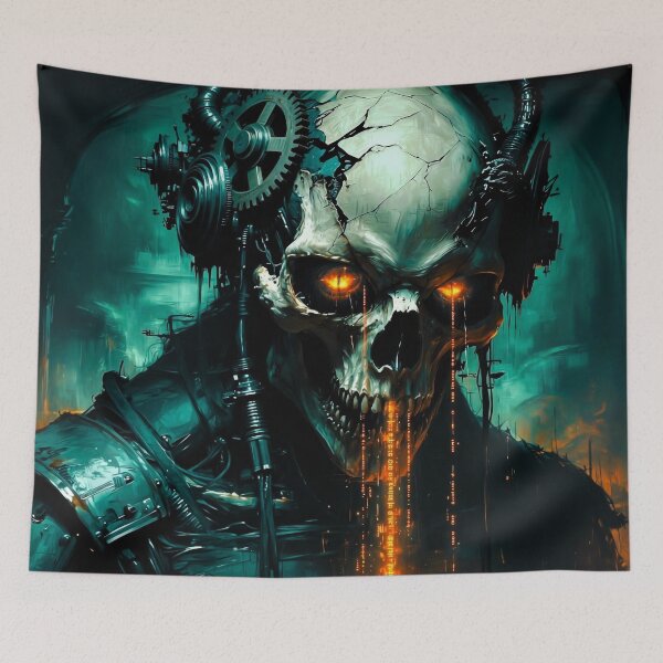 Item preview, Melt The Mainframe Biomechanical Cyber Skull Art designed and sold by Insomnia Art Designs.