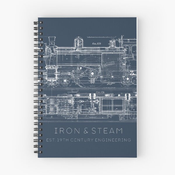 Item preview, Steam Locomotive Blueprint – Vintage Train Engineering | Iron & Steam Retro Industrial Design designed and sold by ArcticFoxStudio.