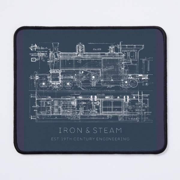 Item preview, Steam Locomotive Blueprint – Vintage Train Engineering | Iron & Steam Retro Industrial Design designed and sold by ArcticFoxStudio.