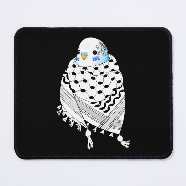 Item preview, Blue Budgie Wrapped in Tradition – Keffiyeh Bird Illustration designed and sold by Dumetho.