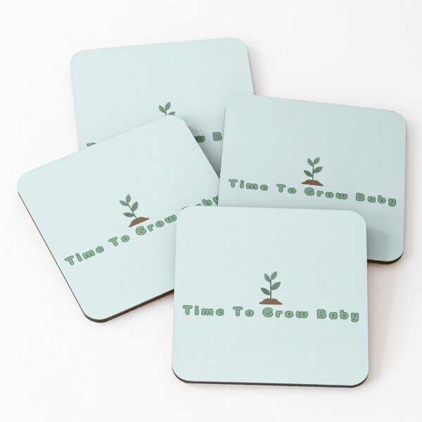 Item preview, Time To Grow Baby Text Green Motivational Stickers Prints Posters Wall Art Magnet Home Coffee Cup Decoration TShirt Stationary Notebook Magnet Hat Kitchen Work School Office Redbubble Shop designed and sold by Saritas Boutique Shop.