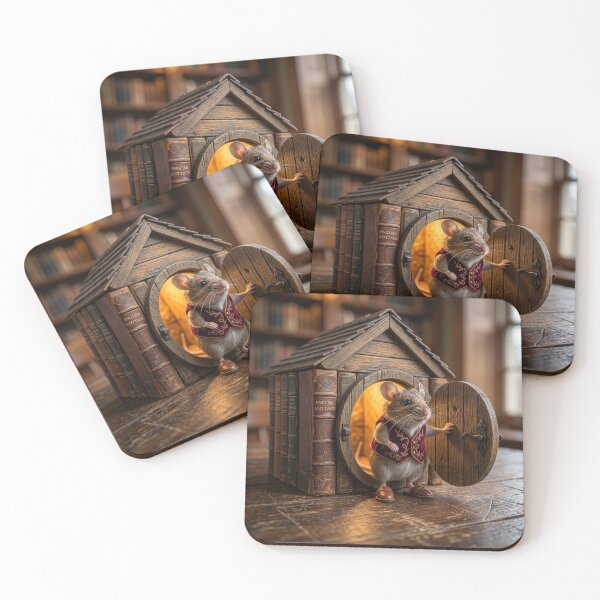 Item preview, Mouse Builds a Book Cottage on Table designed and sold by Tridentulus.