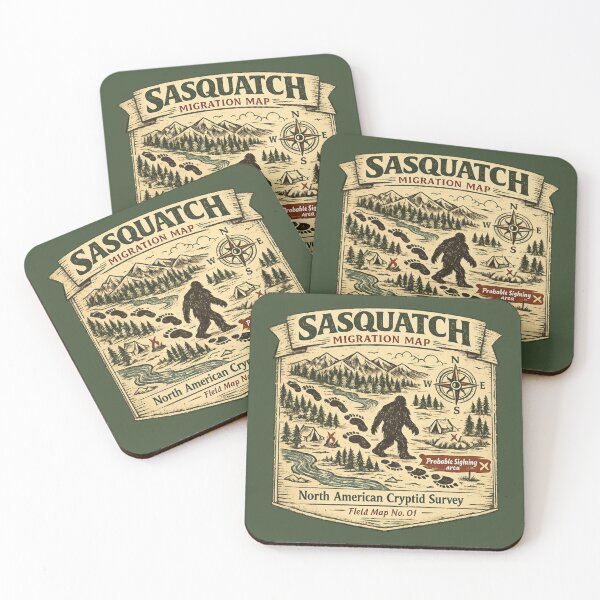 Item preview, Sasquatch Migration Map Vintage Bigfoot Cryptid Field Survey Shirt designed and sold by GhostDawgs.