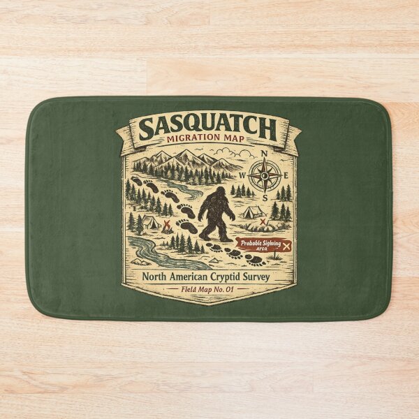 Item preview, Sasquatch Migration Map Vintage Bigfoot Cryptid Field Survey Shirt designed and sold by GhostDawgs.